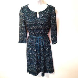 Women's Sandra Darren Patterned Stretchy Long Sleeve Mini Dress in Size 10